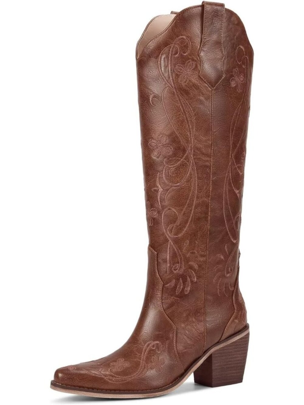 Women's Caramel Reddish Comfortable Versatile Pull On Non-slip Western Boots